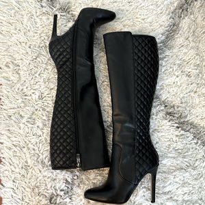 BCBG quilt knee high boots